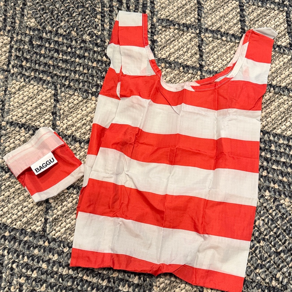 BAGGU Baby Red and White Striped Reusable Bag